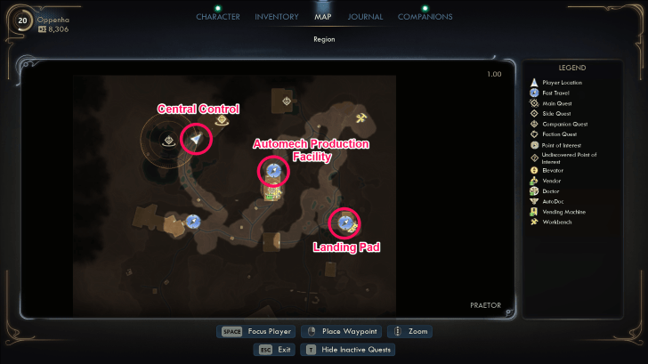 Casting Off Praetor Locations