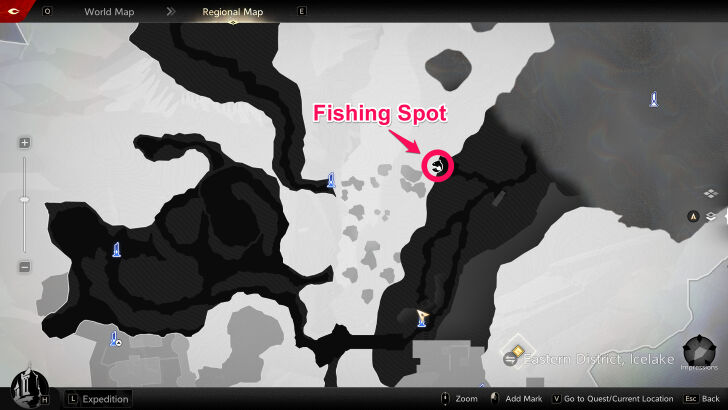 Icelake Fishing Spot Map