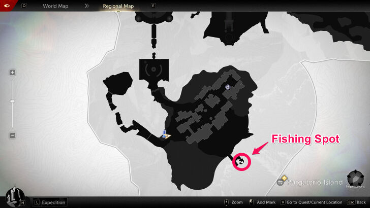 Purgatorio Island Fishing Spot Map