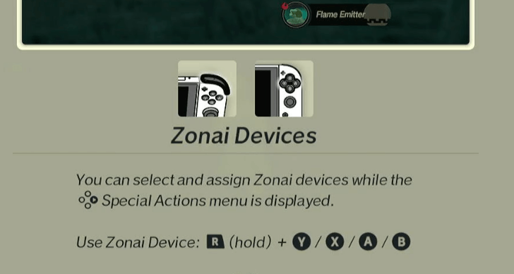 Hyrule Warriors Age of Imprisonment Zonai Device Special Actions Menu