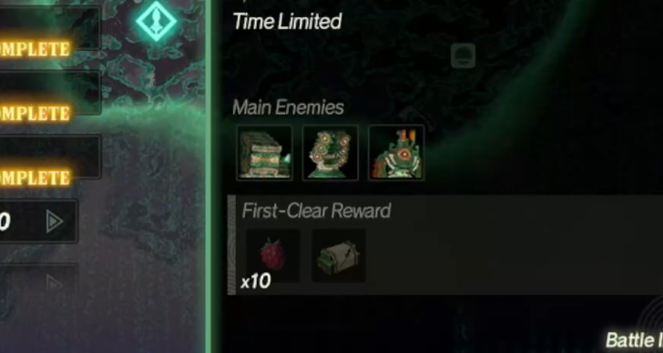 Hyrule Warriors Age of Imprisonment First Clear Rewards