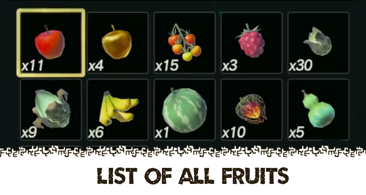 Hyrule Warriors Age of Imprisonment List of All Fruits