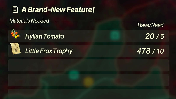 A Brand-New Feature Quest Required Materials