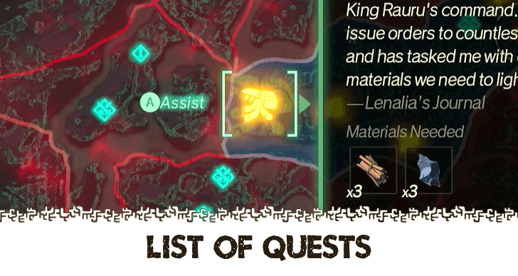 Hyrule Warriors Age of Imprisonment - List of All Quests