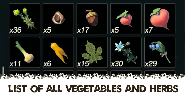 Hyrule Warriors Age of Imprisonment List of All Vegetables and Herbs