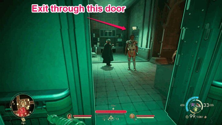 Exit the reception room