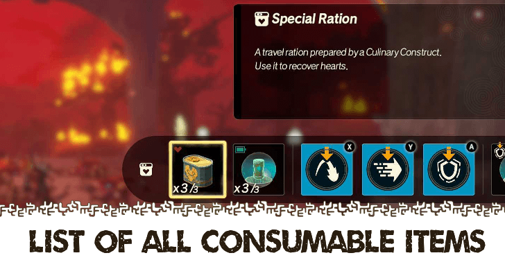 Hyrule Warriors Age of Imprisonment List of All Consumable Items