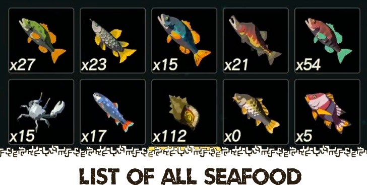 Hyrule Warriors Age of Imprisonment List of All Seafood