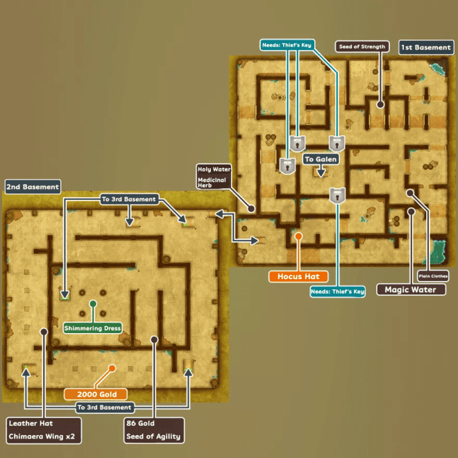 Grave of Galen Map and Treasure Chests