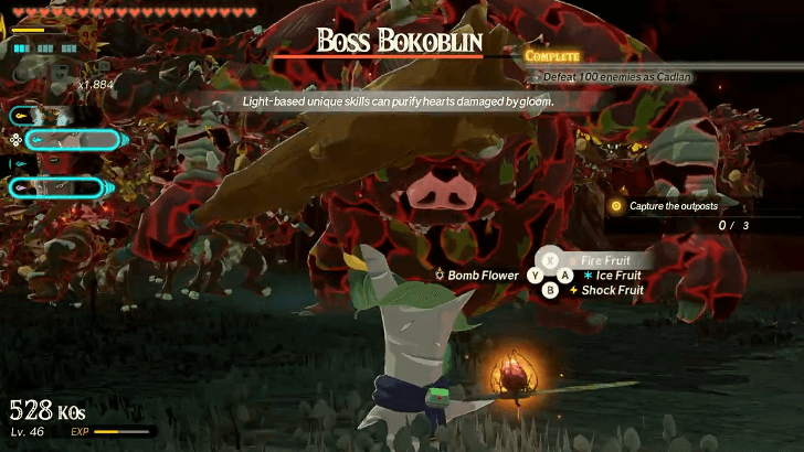 Calamo against a gloomed Boss Bokoblin