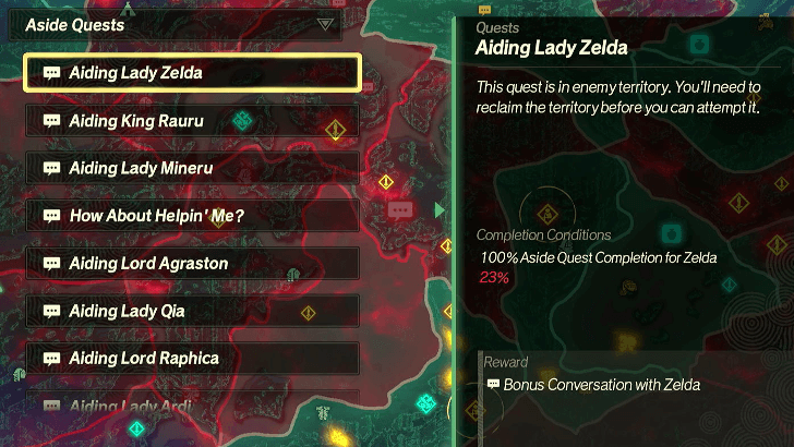 Aside Quests - Aiding Lady Zelda