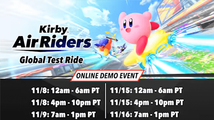 Kirby Air Riders Global Test Ride Schedule