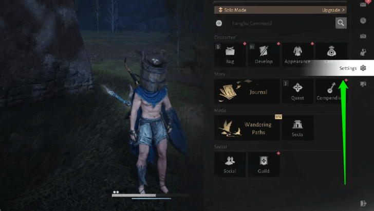 Go to Settings via Game Menu