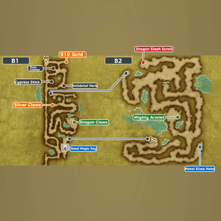 Quagmire Cave Map and Treasure Chests