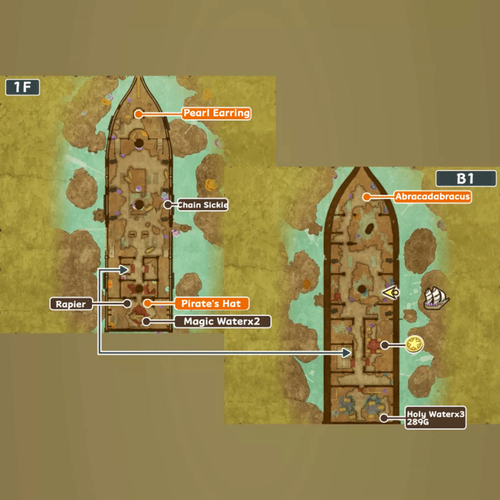 Sunken Ship Map and Treasure Chests