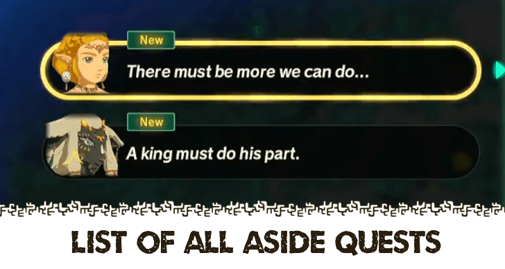 Hyrule Warriors Age of Imprisonment List of All Aside Quests