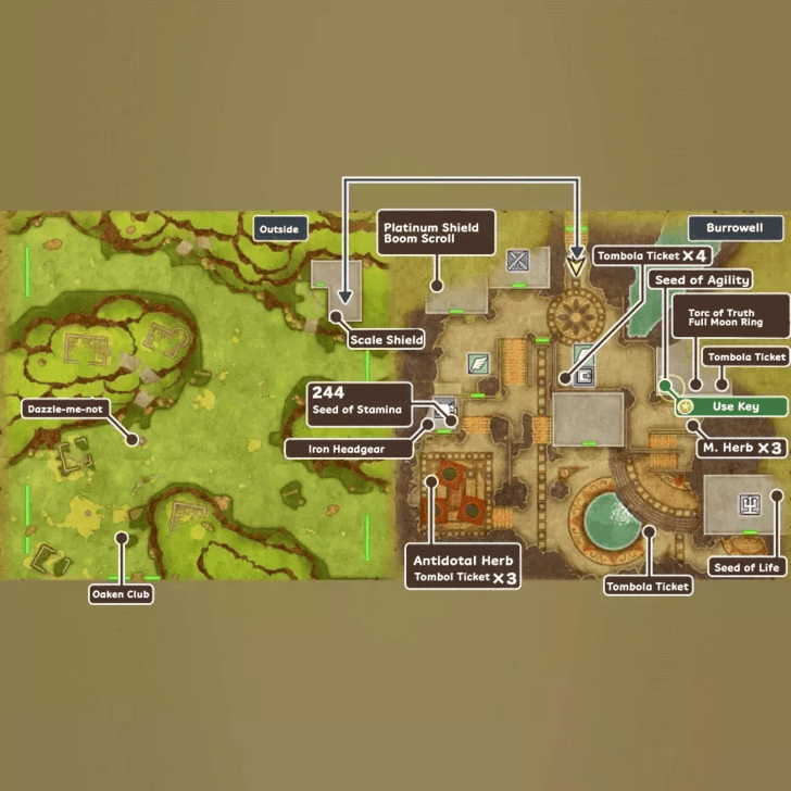 Burrowell Map and Treasure Chests