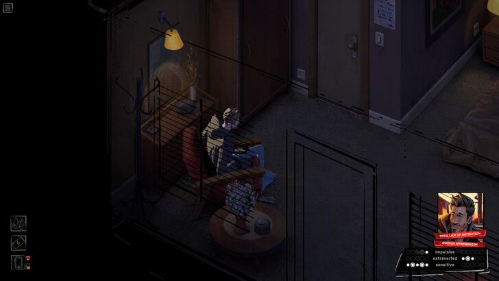 Eugene Harrow Sitting in Motel Chair