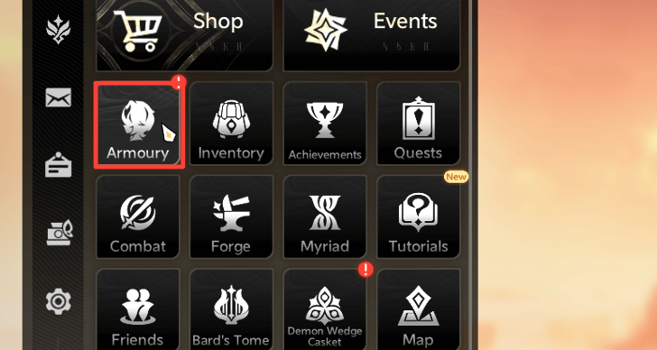 Open the Armoury in Menu Tactical Backpack DNA