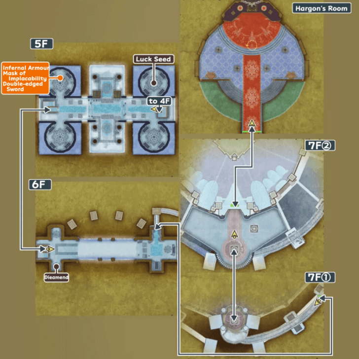 Hall of Hargon Map and Treasure Chests