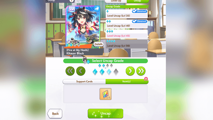 Uncap Support Cards from Enhance Menu