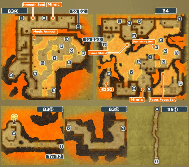 Volcanic Grotto Map and Treasure Chests