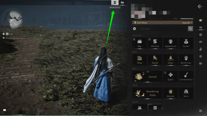 Click on Mode Switch