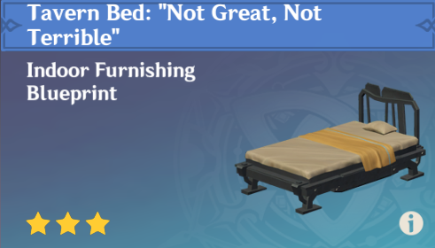Genshin Impact - How to Get Tavern Bed - Not Great, Not Terrible Furnishing