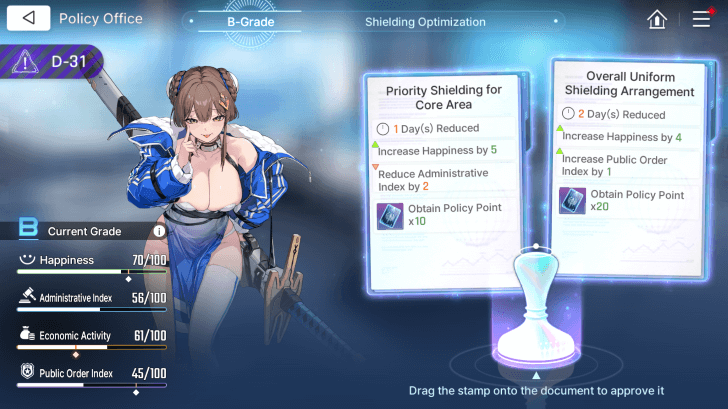 Chaos Zero Nightmare - Policy Task Screen