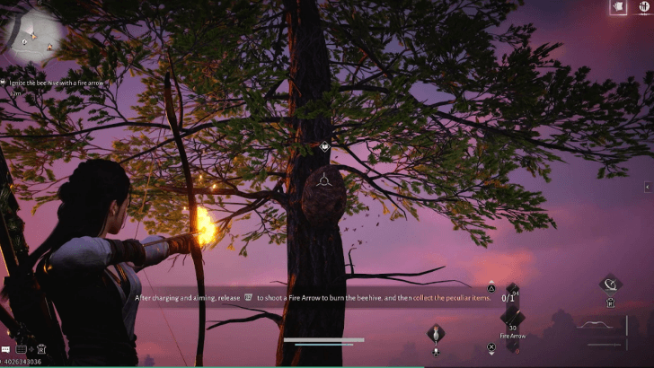 Shoot fire arrows at the beehive