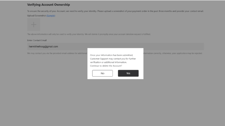 Click Yes After Verifying Information