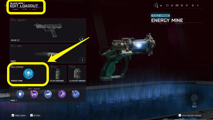 Field Upgrade Loadout Menu