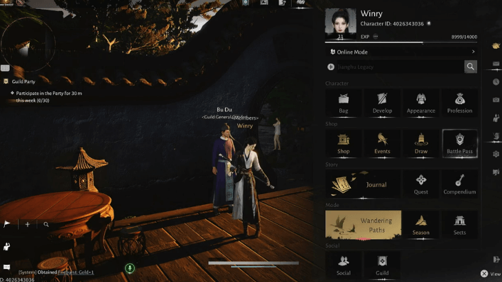 Wandering Paths Menu