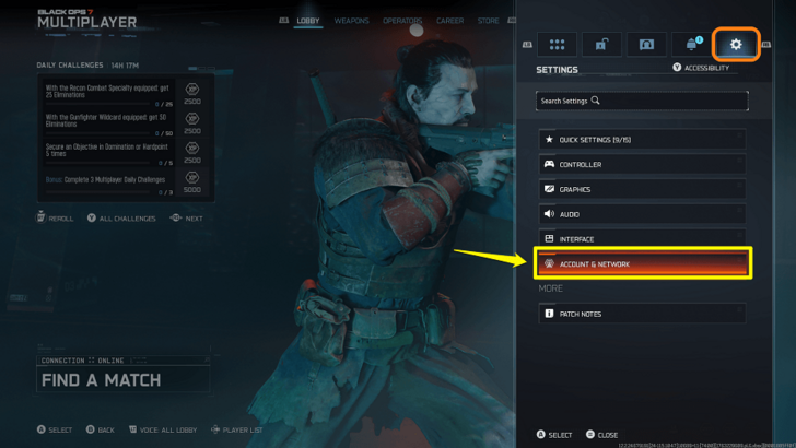 Account and Network Settings Tab