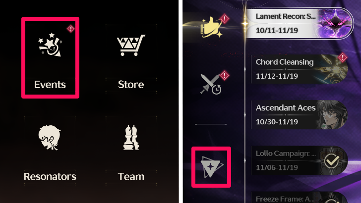 Permanent Events Tab