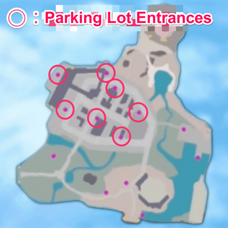 Parking Lot Entrance Locations Map