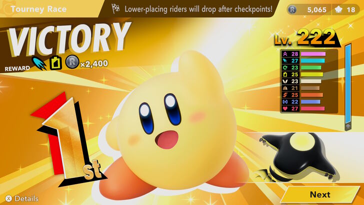 Kirby Air Riders Victory Screen