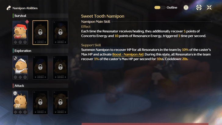 Namipon Select Screen