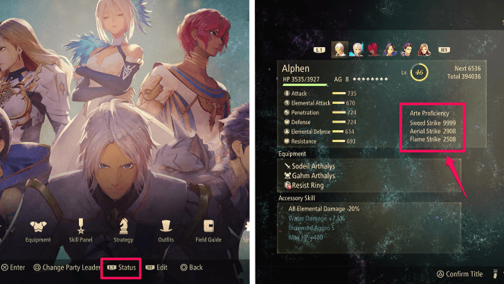 Tales of Arise Raise Arte Proficiency