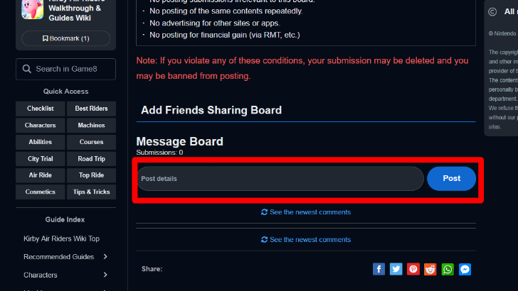 Friends Sharing Board Post Details