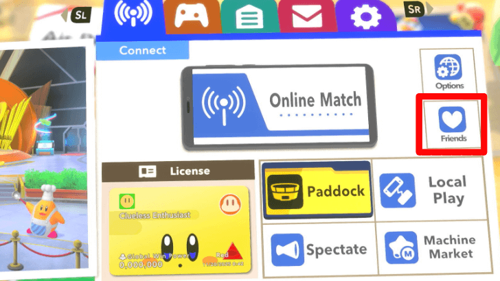 Find Friends in the Connect Menu,