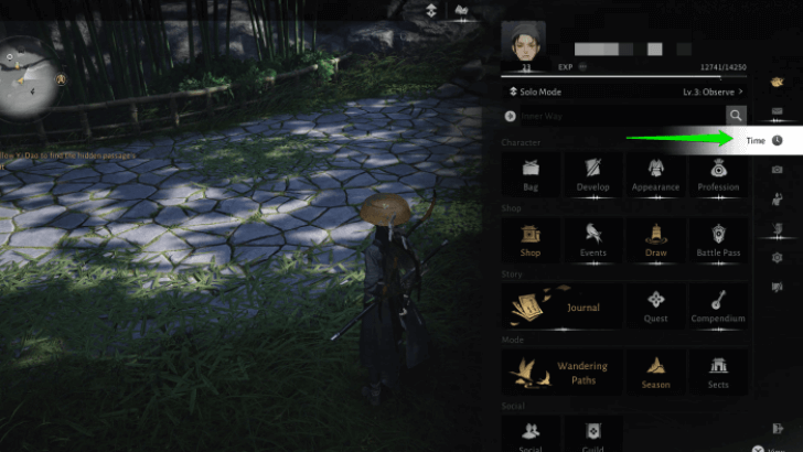 Access Time through Main Menu