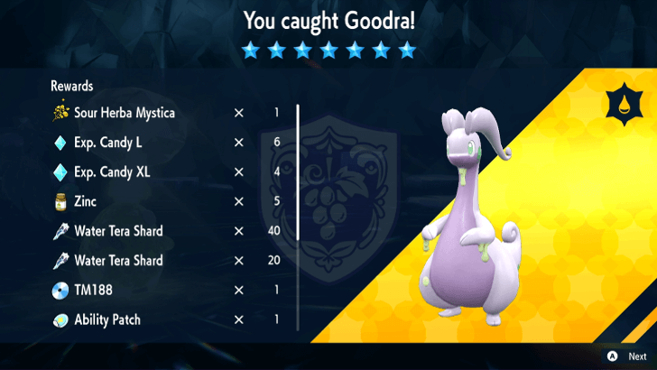 Pokemon SV - Goodra Tera Raid Rewards