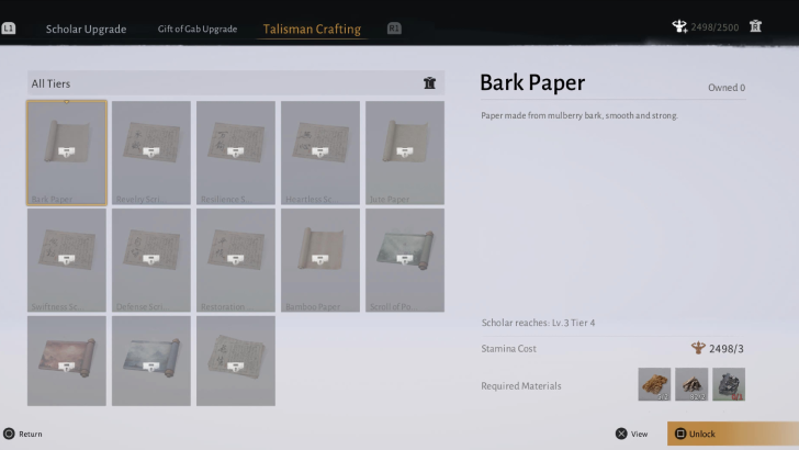 Talisman Crafting Screen