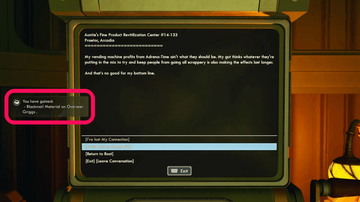 Blackmail Material on Overseer Griggs