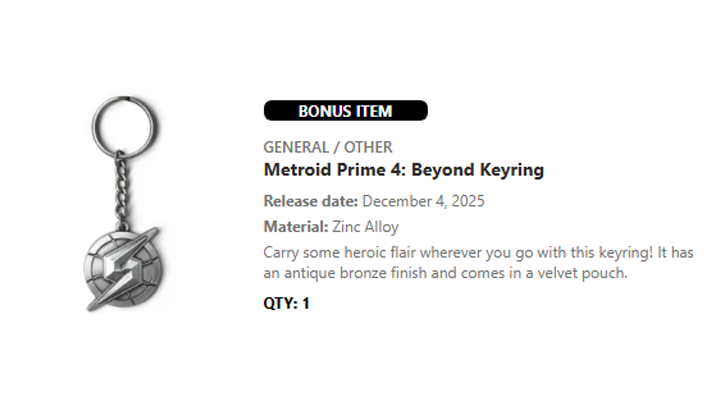 Metroid Prime 4 Beyond - Europe Keyring Pre-Order Bonus