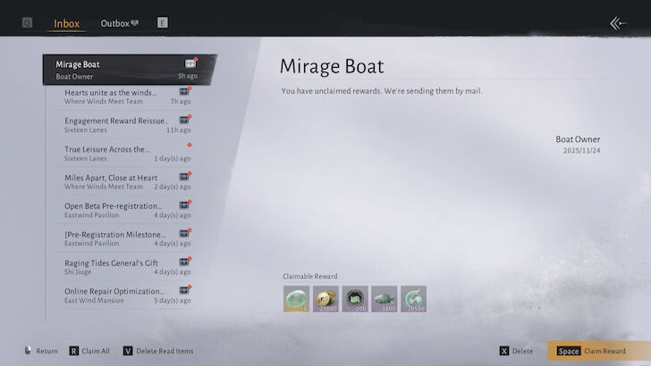 Mirage Boat Mail Reward