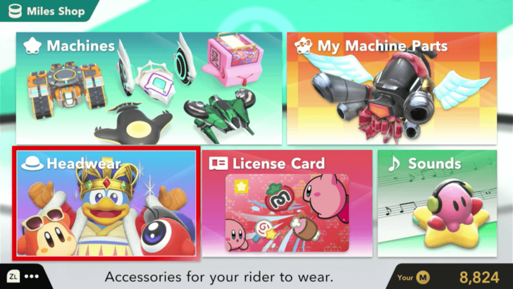 Kirby Air Riders - Shop Menu