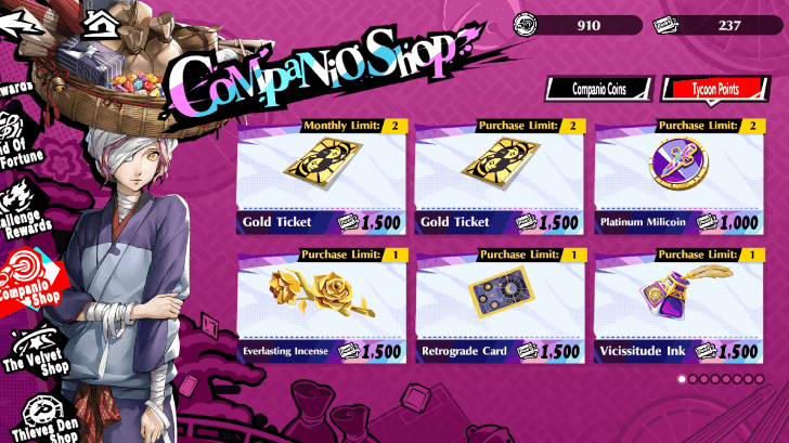 Persona 5 The Phantom X - Tycoon Points Exchange