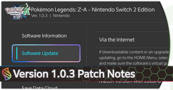 Pokemon Legends Z-A - Version 1.0.3 Update and Patch Notes